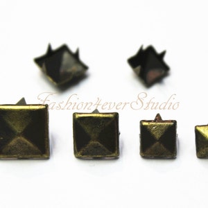 100pcs Antique Brass Studs, 6mm 8mm 10mm 12mm Metal Studs, Rivets Studs Spikes, Leather Craft Accessories, Craft Supplies