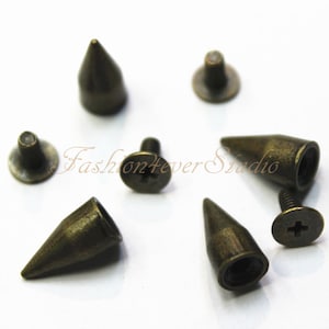 10 Sets Messing Ton Base Metall Schraub auf Spike, 6mm x 13mm Nieten Nieten Spikes, Leder Handwerk Zubehör, Bastelbedarf