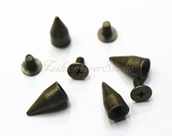 10 zestawów mosiężnych metalowych śrub na kolcach, 6 mm x 13 mm nity szpilki kolce, skórzane akcesoria rzemieślnicze, artykuły rzemieślnicze