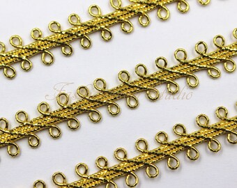 2 Yards - Gold Trim, Braid Trim, Bridal Sash Trim, Wedding Belt Trim, Rhinestone Beaded Trim, 9mm Width, Bridal Accessories