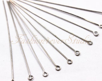 100-300pcs Silver Plated Eye Pins, 22 Gauge - 18-2.75 inches Long, Metal Findings, Jewelry Findings, Beading Suppliers