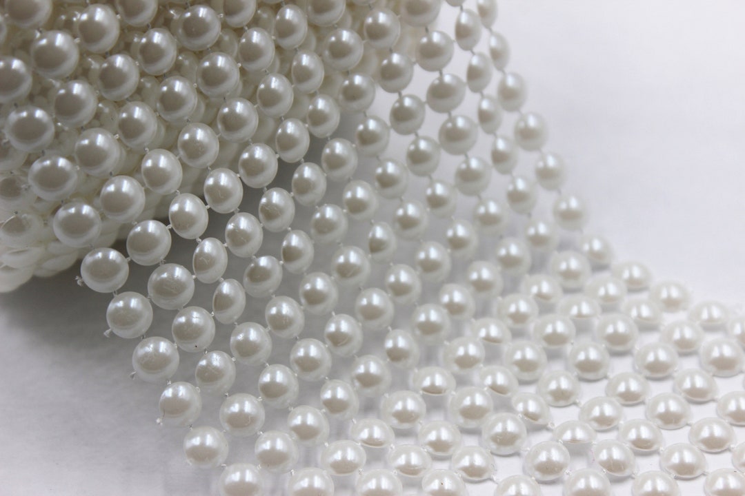 White Rhinestone Mesh 1 Yard Plastic White Pearl Rhinestone Trim Mesh, 4.5 Inches Wide 3mm ...