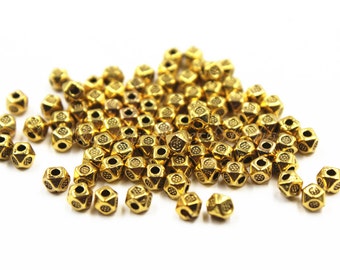 70pcs Oxidized Gold Tone Base Metal Beads 3mm x 3.5mm, Gold Beads, Spacer Beads, Jewelry Findings, Beading Suppliers, Jewelry Suppliers