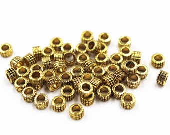50pcs Oxidized Gold Tone Base Metal Beads 2.5mm x 4mm, Gold Beads, Spacer Beads, Jewelry Findings, Beading Suppliers, Jewelry Suppliers