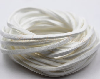 4 Meters 2.5x1.5mm White Faux Suede Cord, Faux Leather Cord, Leather Beading String, Beading Supplies, Jewelry Supplies