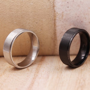 Customized 8mm Stainless Steel Ring, Black/Silver Steel Ring, Unisex Ring, Stainless Steel Ring, Custom Engraved Ring, Personalized Ring image 2