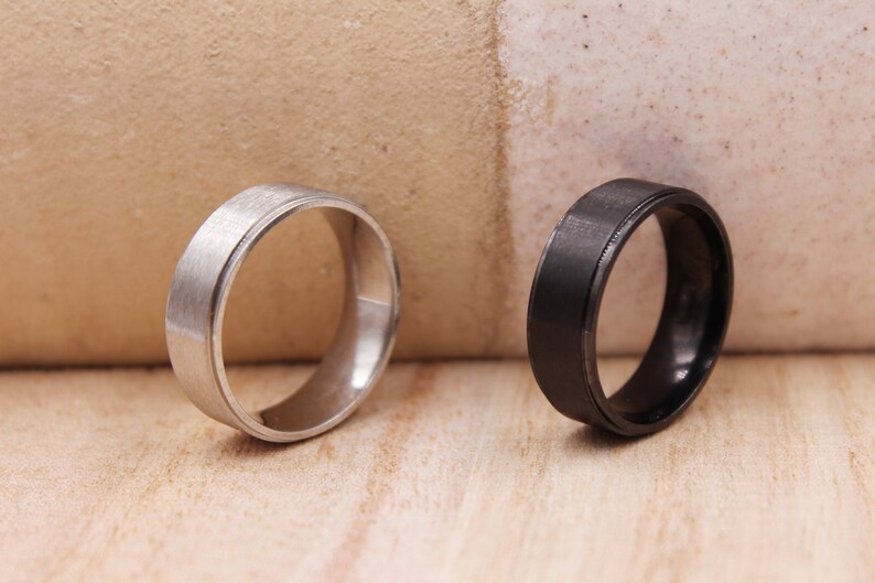 Customized 8mm Stainless Steel Ring, Black/Silver Steel Ring, Unisex Ring, Stainless Steel Ring, Custom Engraved Ring, Personalized Ring image 2