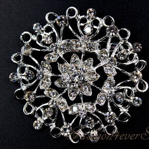 2.5 inches Rhinestone Silver Brooch, Crystal Brooch with Pin On The Back, Silver Brooch, Wedding Jewelry, Wedding Accessories