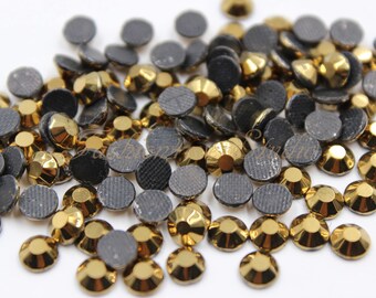 100/150pcs Gold Crystal Hot Fix Rhinestone, 4mm 5mm FlatBack Rhinestone, Iron on Flatback Crystal,Hot Fix Embellishment Gems