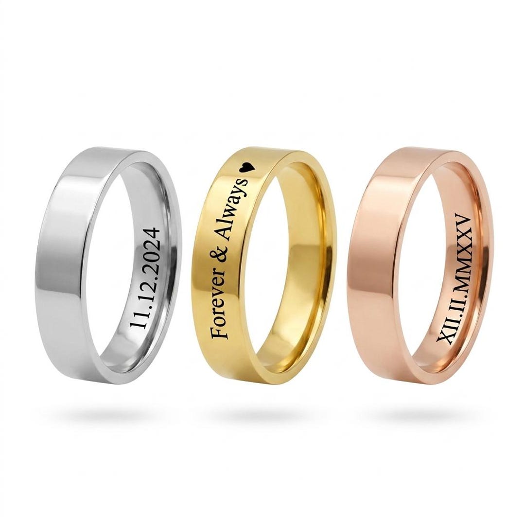 Custom Steel Rings Customized 6mm Stainless Steel Ring, Laser Engraved Steel Ring, Unisex ...