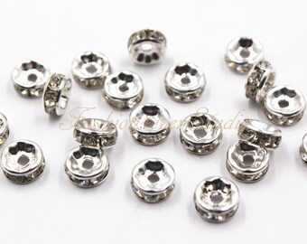 Crystal Clear Rhinestone Rondelle Spacer Beads, 3mm 6mm 8mm, Jewelry Findings, Crystal Beads, Beading Suppliers, Jewelry Suppliers