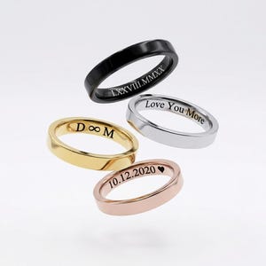 Customized 4mm Stainless Steel Ring, Steel Ring, Unisex Stainless Steel Ring, Custom Engraved Ring, Personalized Ring, Customized Jewelry