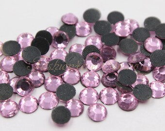 100pcs Light Rose Crystal Hot Fix Rhinestone, 5mm FlatBack Rhinestone, Iron on Flatback Crystal,Hot Fix Embellishment Gems