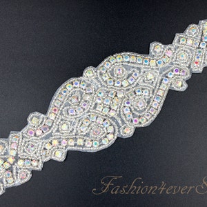 Crystal AB Strass Applikation, Braut Schärpe Applique, Hochzeit Band Applique, Kristall Perlen Applique, Braut-Accessoires
