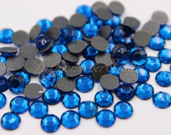 100/150/200pcs Sapphire Crystal Hot Fix Rhinestone, 3mm 4mm 5mm FlatBack Rhinestone, Iron on Flatback Crystal,Hot Fix Embellishment Gems