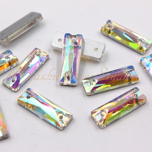 Sew On Flatback Glass Rhinestone Crystal AB, 5x10mm 5x15mm 6x18mm 7x21mm  Sew On Rhinestones, FlatBack Crystal Glass,  Embellishment Gems