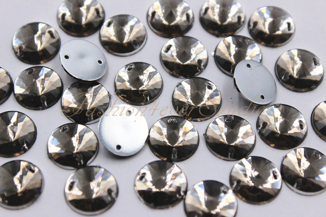 40pcs Sew on Flatback Greige Resin Gems,9mm Sew on Rhinestones,flatback ...