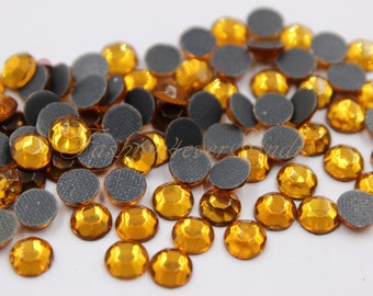 100/200pcs Topaz Crystal Hot Fix Rhinestone, 3mm 5mm FlatBack Rhinestone, Iron on Flatback Crystal,Hot Fix Embellishment Gems