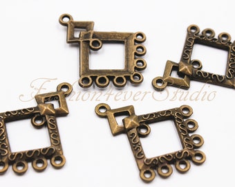 6pcs Antique Brass Tone Base Metal Connector Beads 30x40mm, Brass Beads,Bronze Beads, Jewelry Findings, Beading Suppliers, Jewelry Suppliers