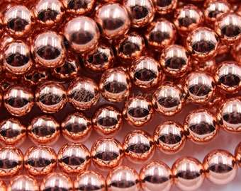 Rose Gold Hematite Beads, 4mm 6mm 8mm 10mm, Full Strand 15.5 inches, Gemstone Beads, Beading Suppliers, Jewelry Suppliers