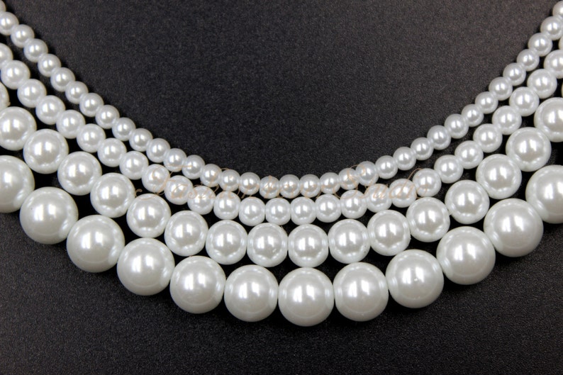 Perles de verre de haute qualité, ivoire/blanc 3 mm 4 mm 6 mm 8 mm 10 mm 16 pouces, perles de verre, blanc ivoire image 2