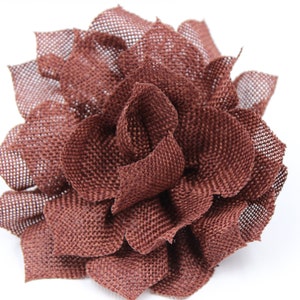 1ps 5 inches Brown Burlap Flower, Burlap Puff Flower, DIY Headpieces, Brooches, Wedding Blossom(Back Clip not included)