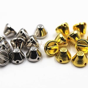 100pcs Sew On Acrylic Silver/Gold Studs Spikes, 5x7mm Plastic Studs, Rivets Studs Spikes, Leather Craft Accessories, Craft Supplies