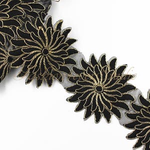 Black and Gold Lace Trim, Bridal Sash Trim, Wedding Belt Trim, Rhinestone Beaded Trim, 1 Yard / 36 inches, Bridal Accessories