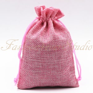10pcs Pink Burlap Bags 4x5.25&quot;/5x7&quot;, Jewelry Bags, Gift Bags, Burlap Favor Bags, Jute Bags, Party Favor Bags, Wedding Gift Bags