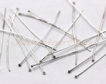 100-300pcs pasadores de cabeza de bola plateados de plata ligera, calibre 24 - 19 mm / 29 mm / 2 pulgadas de largo, hallazgos de metal, hallazgos de joyería, proveedores de cuentas