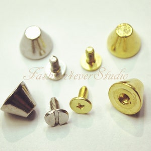 10 sets Silver/Gold Tone Base Metal Screw on Spike, 8mmx10mm Rivets Studs Spikes, Leather Craft Accessories, Craft Supplies