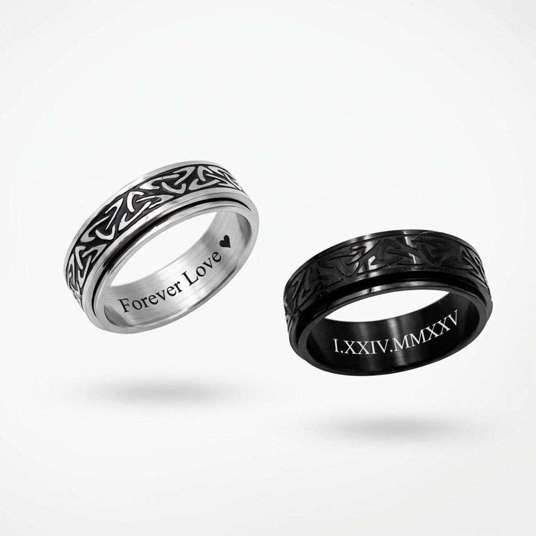 Custom Steel Rings Customized 8mm Stainless Steel Ring, Steel Spinner Ring, Unisex Ring ...