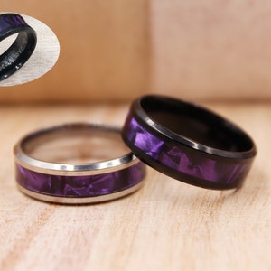 Aangepaste 8 mm roestvrijstalen ring, paarse stalen ring, unisex ring, roestvrijstalen ring, aangepaste gegraveerde ring, gepersonaliseerde ringsieraden