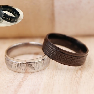 Customized 8mm Stainless Steel Ring, Laser Engraved Ring, Unisex Ring, Stainless Steel Ring, Custom Engraved Ring, Personalized Ring