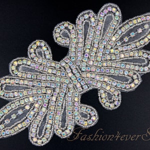 Crystal AB Strass Applikation, Braut Schärpe Applique, Hochzeit Band Applique, Kristall Perlen Applique, Braut-Accessoires