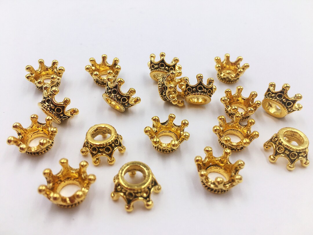 12pcs Antique Gold Tone Base Metal Crown Spacer Beads Etsy