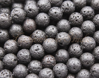 Black Lava Beads, 6mm 8mm 10mm, Full Strand 15.5 inches, Gemstone Beads, Beading Suppliers, Jewelry Suppliers