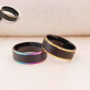 Customized 8mm Stainless Steel Ring, Matte Black Steel Ring, Unisex Ring, Stainless Steel Ring, Custom Engraved Ring, Personalized Ring
