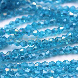 4mm Crystal Faceted Bicones Beads Full Strand 120 Beads, Crystal Beads, Glass Beads, Findings, Beading Supplies, Jewelry Supplies