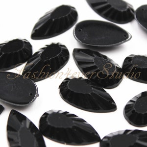 20pcs Sew On Flatback Jet Black Resin Gems, 11x20mm Sew On Rhinestones,FlatBack Gems,Sew On Beads, Sew On Crystal, Embellishment Gems