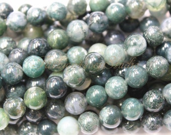 Moss Agate Beads,6mm 8mm 10mm, Full Strand 15.5 inches, Gemstone Beads, Beading Suppliers, Jewelry Suppliers