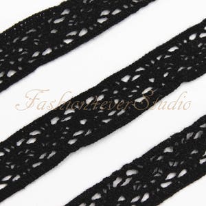 5 Yards - Spitze, Borte trimmen, schwarzer Baumwolle schneiden, schwarze Borde, schwarze Spitzenbesatz, 16mm breite schwarz Trim