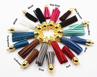 4 pcs Leather Tassel, Faux Leather Tassel, Suede Leather Tassel, 1.5 inches/2.5 inches Length, Beading Suppliers, Jewelry Suppliers