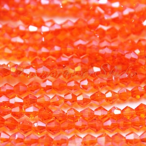 4mm Crystal Faceted Bicones Beads Full Strand 120 Beads, Crystal Beads, Glass Beads, Findings, Beading Supplies, Jewelry Supplies