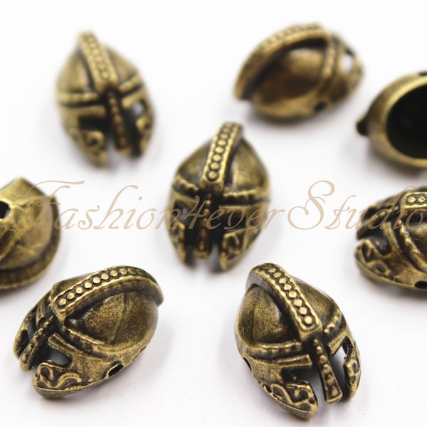 8pcs Antique Bronze Tone Base Metal Knight Helmet Beads 16x10x11mm, Metal Helmet Beads,Spacer Beads,Jewelry Findings,Beading Suppliers