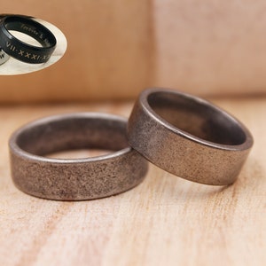 Customized 8mm Stainless Steel Ring, Gray Steel Ring, Unisex Ring, Stainless Steel Ring, Custom Engraved Ring, Personalized Ring Jewelry