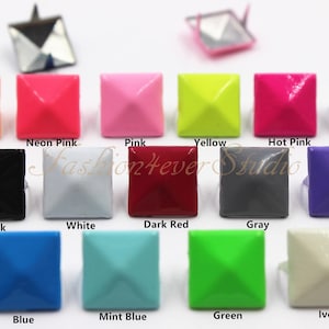 100pcs Neon Studs Spikes, 11mmx11mm Metal Studs, Rivets Studs Spikes, Leather Craft Accessories, Craft Supplies