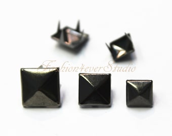 100pcs GunMetal Studs, 7mm 9mm 11mm 14mm Metal Studs, Rivets Studs Spikes, Leather Craft Accessories, Craft Supplies