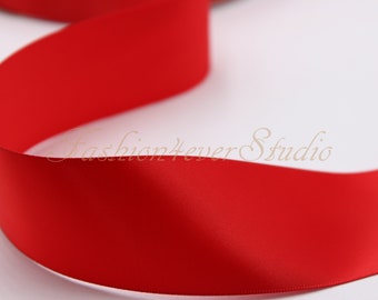 2 Yards Single Face Red Satin Ribbon, 1 inch/1.5 inches/2 inches Wide Satin Ribbon, Wedding Decoration, DIY Art Crafts