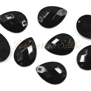 Jet Black Sew On Flatback Acrylic Gems, Sew On Rhinestones, FlatBack Rhinestones, Sew On Beads, Sew On Crystal, Embellishment Gems